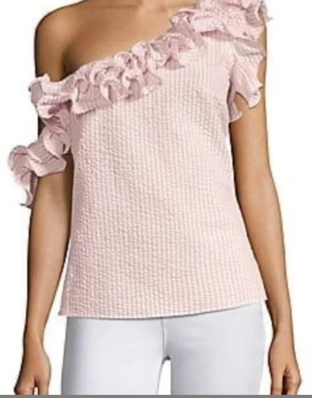 Petersyn Arabella Roseseer Ruffle One Shoulder Top Womans Small